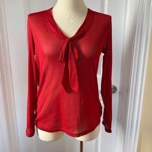 The Limited Red Sheer Polka Dot Blouse Size M